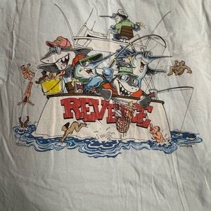 Revenge! Sharks and fish fishing for people graphic tee